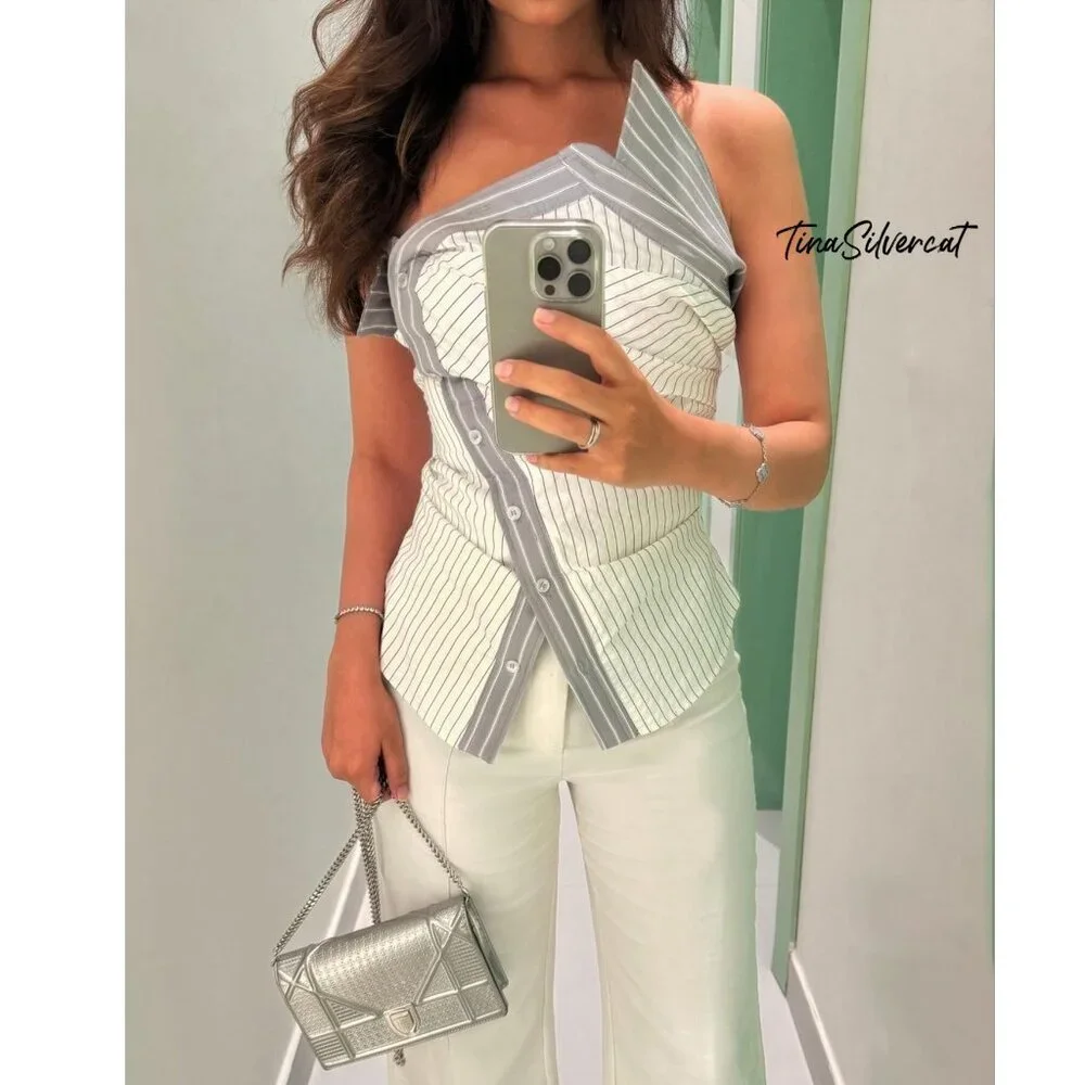 BLOGGER'S FAVE! Zara 2 Piece Pants With Side Stripe & Strapless Top Mid …